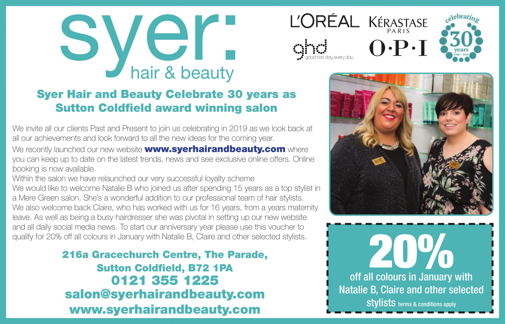 voucher, Syer Hair & Beauty, Sutton Coldfield